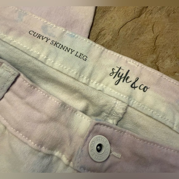 Style & Co. Curvy Watercolor Skinny Jeans Pastel Tie-Dye-Sz 14- - Picture 8 of 8